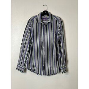 Robert Graham Mens Multicolor Striped Long Sleeve Shirt Size XL